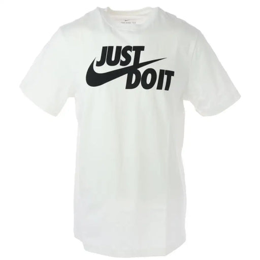 White Nike Just Do It T-shirt displayed on a retail product page