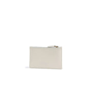 White pinko women’s wallet off-white leather zippered card case with interior pockets and metallic zipper pull