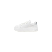 White platform sneaker with silver accents by Calvin Klein Jeans for women