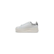 White platform sneaker with silver accents from the White Studded Platform Sneaker collection