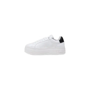 White leather platform sneakers with black heel tab from Calvin Klein Jeans Women