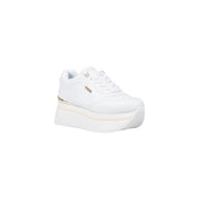White platform sneakers with gold accents from Guess Women Fall Winter collection