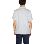 Back view of Calvin Klein Jeans Men’s Classic White Polo 100% Cotton shirt