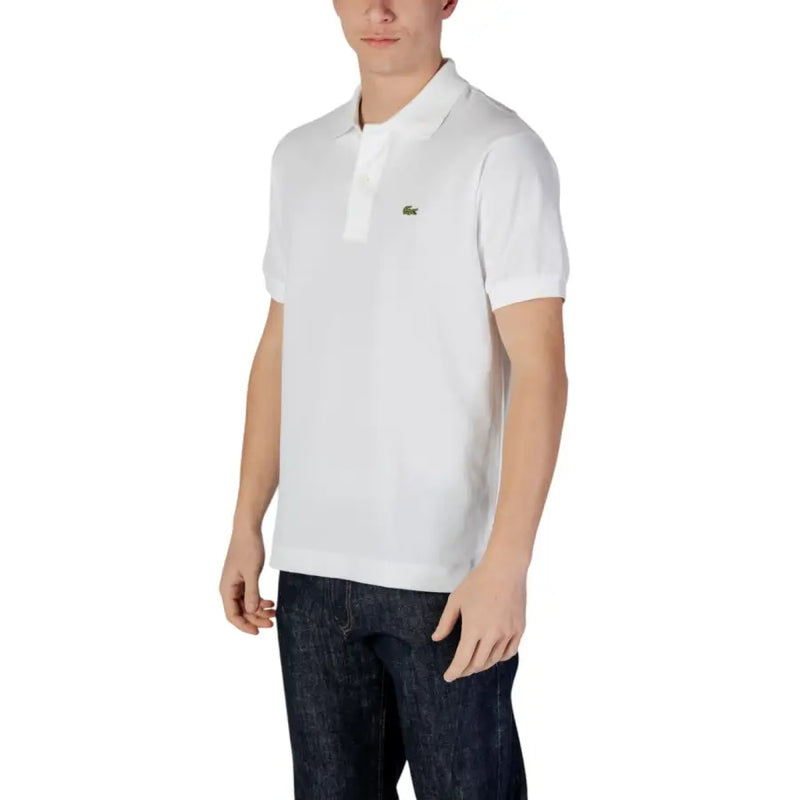 White short sleeve polo shirt from Lacoste displayed in the product image