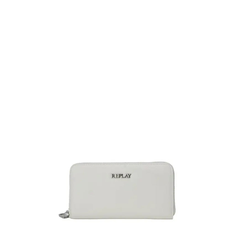 White rectangular zippered wallet displayed for stylish and secure card storage