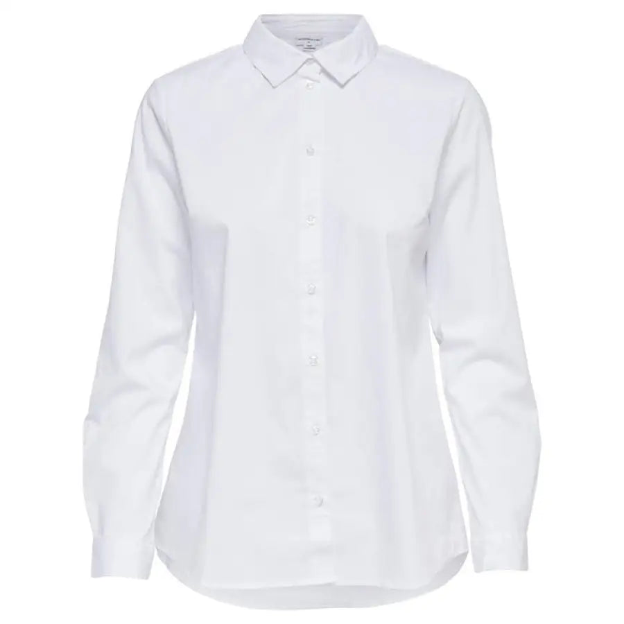 Jacqueline De Yong women shirt, white long sleeve button-down front