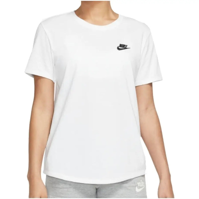 White Nike Women All Season cotton short-sleeve T-shirt with rounded hem