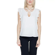 White sleeveless blouse with criss-cross neckline from Rinascimento for women