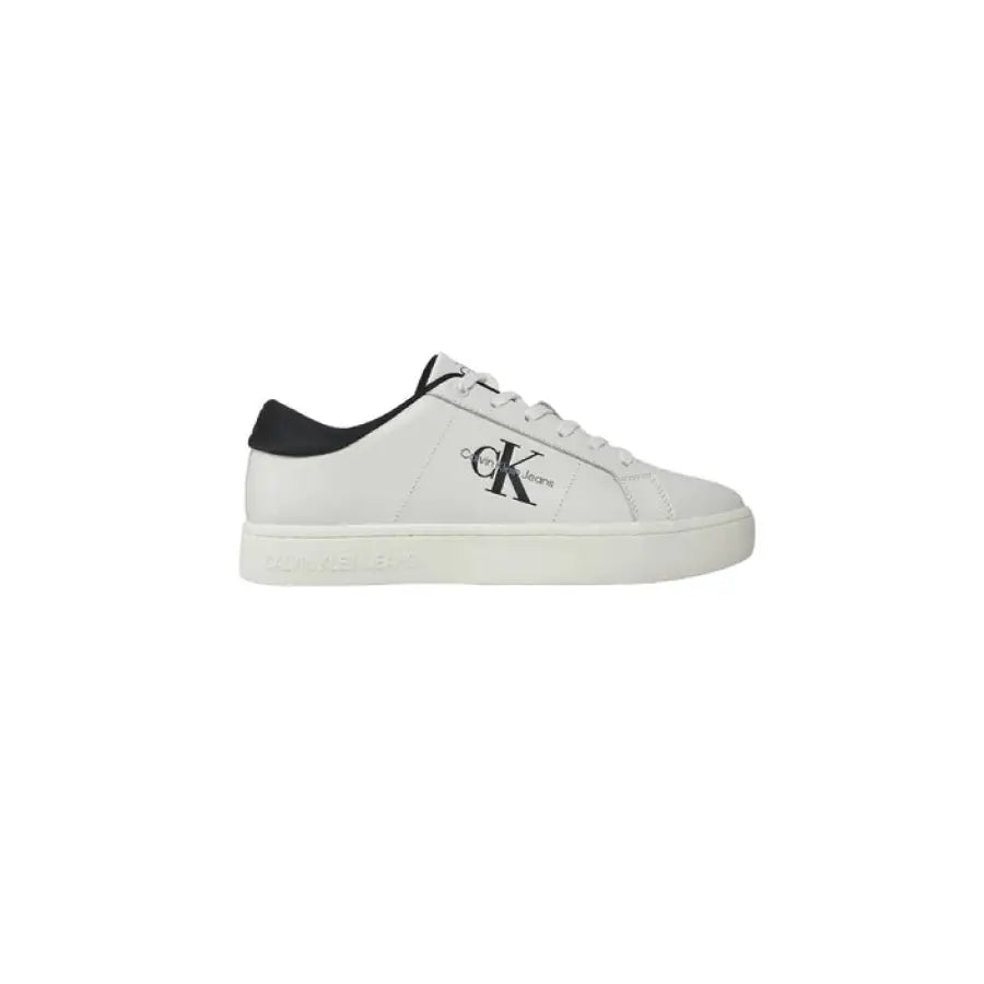 Calvin Klein Jeans Men Sneakers with black logo and detailing on white