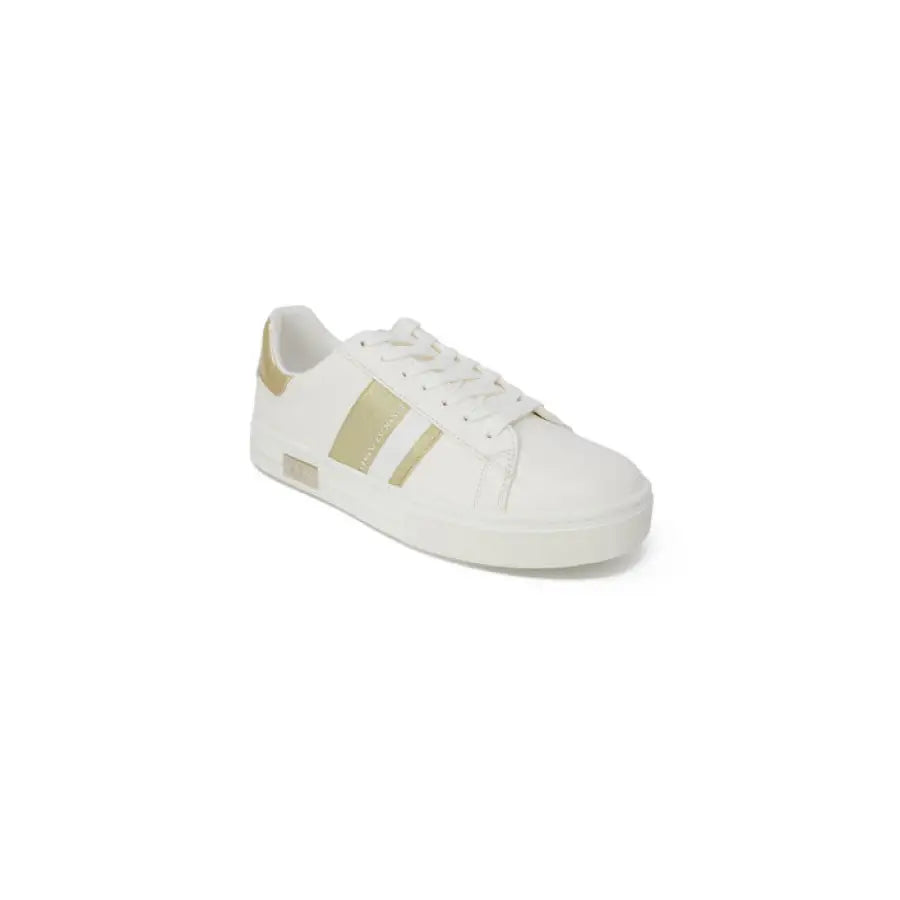 Armani Exchange Women Sneakers white with gold stripe side view