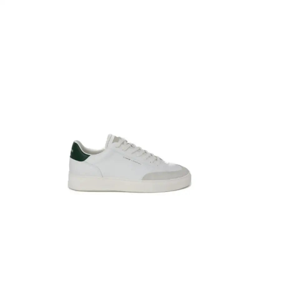 Crime London men’s sneaker in white with green trim, embodying urban city fashion