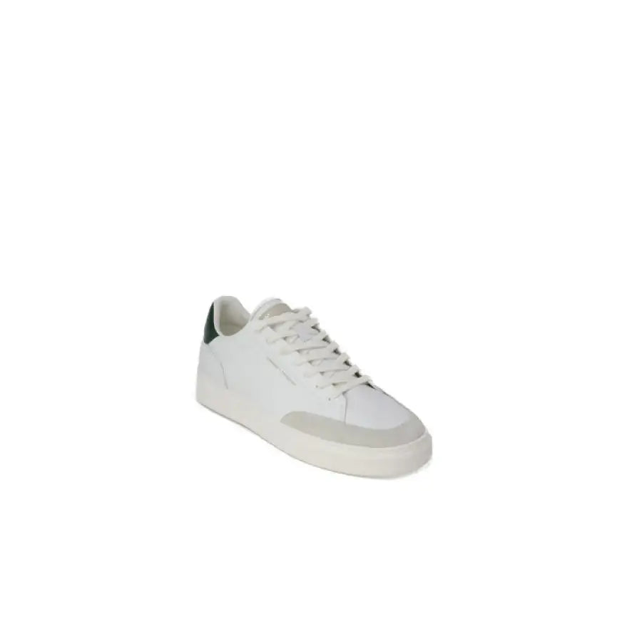 
                      
                        Crime London men’s white sneaker with green sole for urban style clothing
                      
                    