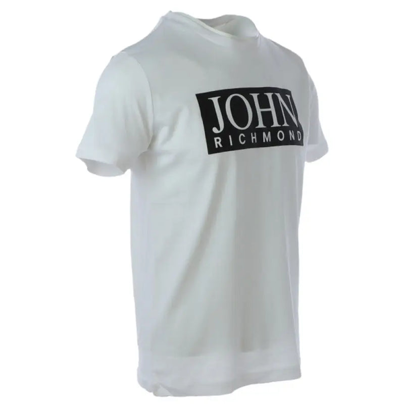 White John Richmond T shirt featuring a black logo on the front