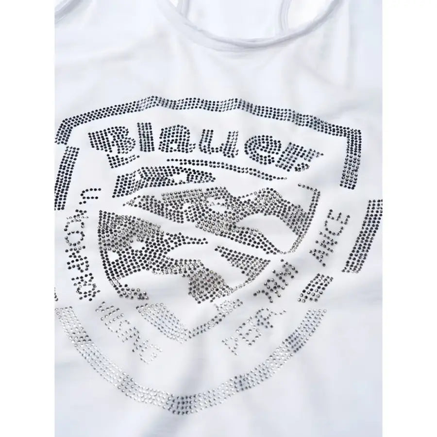 
                      
                        Blauer Blauer women undershirt featuring black and white graphic on white t-shirt
                      
                    