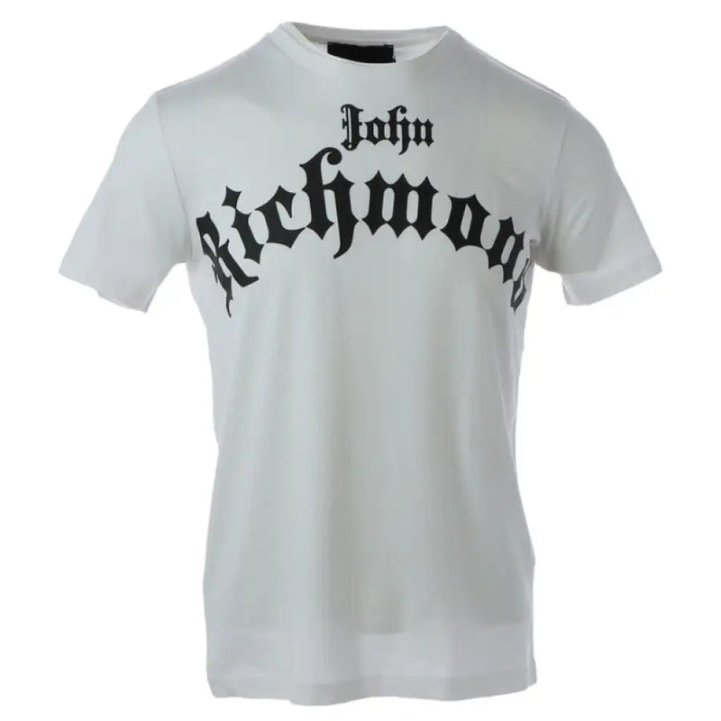 White T shirt featuring Gothic lettering design for stylish casual wear