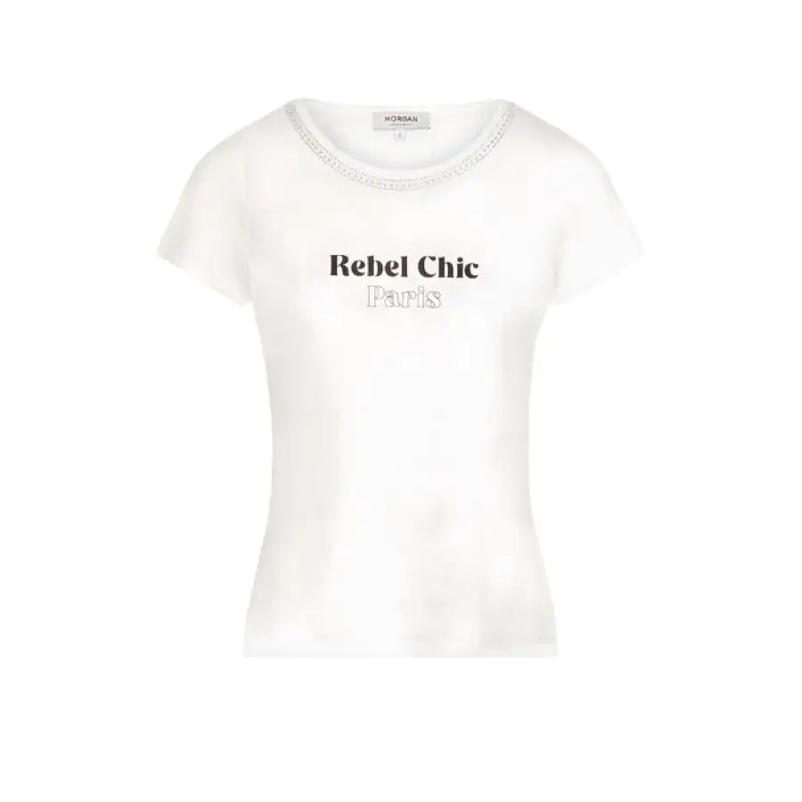 Toi Morgan women t-shirt with ’Red Chi’ on white background - Toi Women apparel