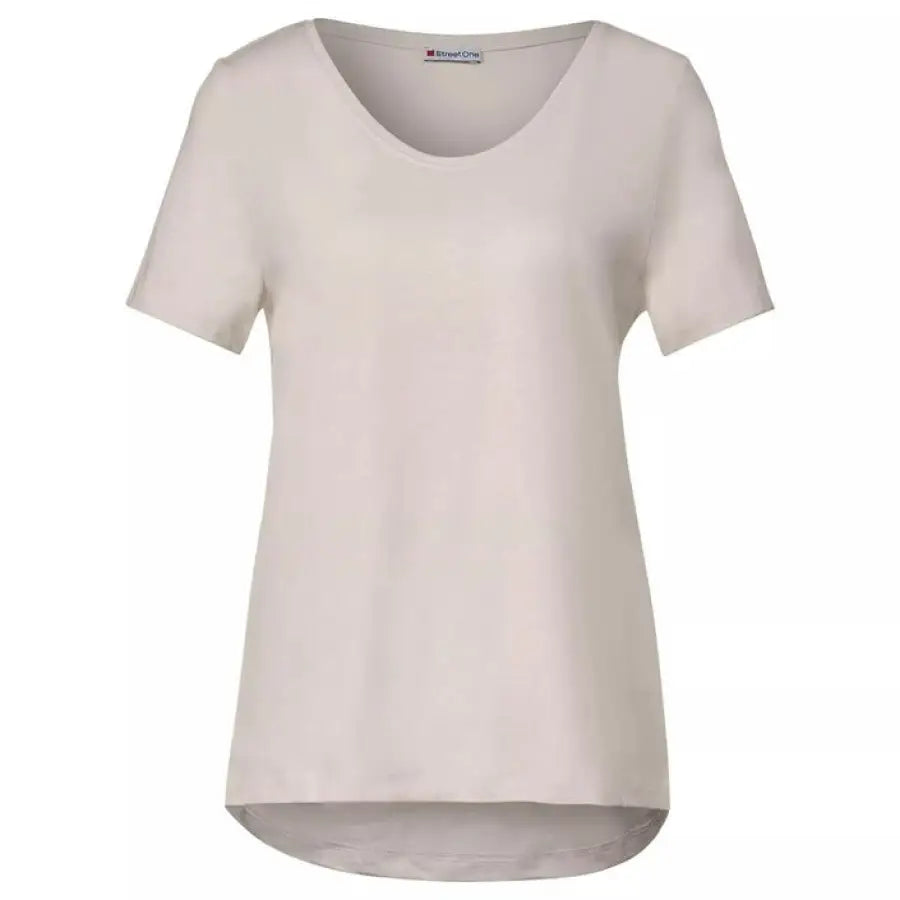 
                      
                        Urban style clothing - Street One white V-neck T-shirt with short sleeves for women
                      
                    