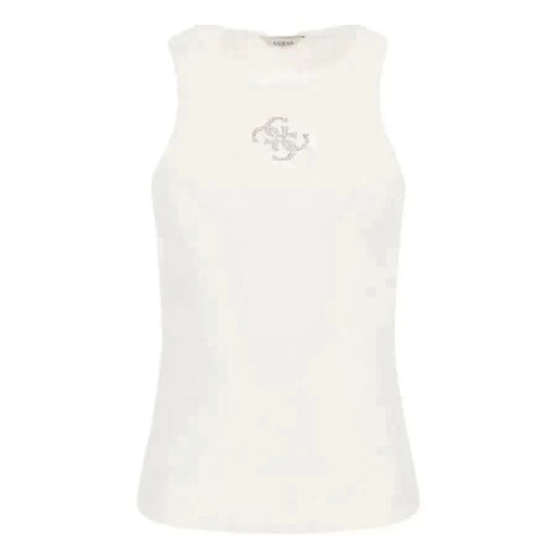 Guess women undershirt, white tank top with silver logo