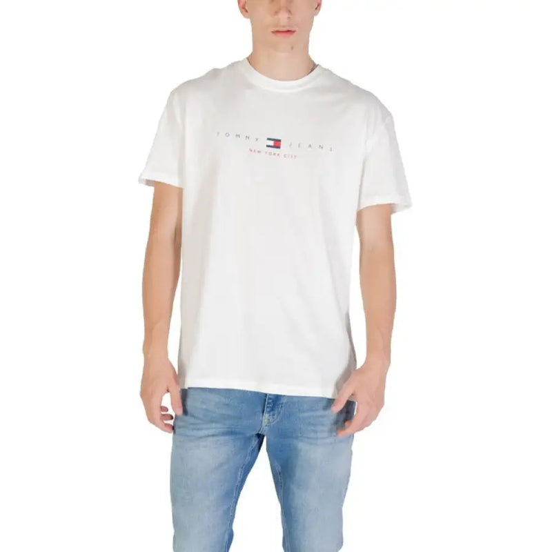 White Tommy Hilfiger T-shirt displayed in the Tommy Jeans Navy Blue T-Shirt product image