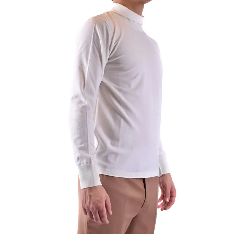 White turtleneck long sleeve shirt displayed in the White Turtleneck Long Sleeve Shirt product image