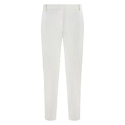 White Pinko viscose blend trousers with straight-leg cut and subtle creasing