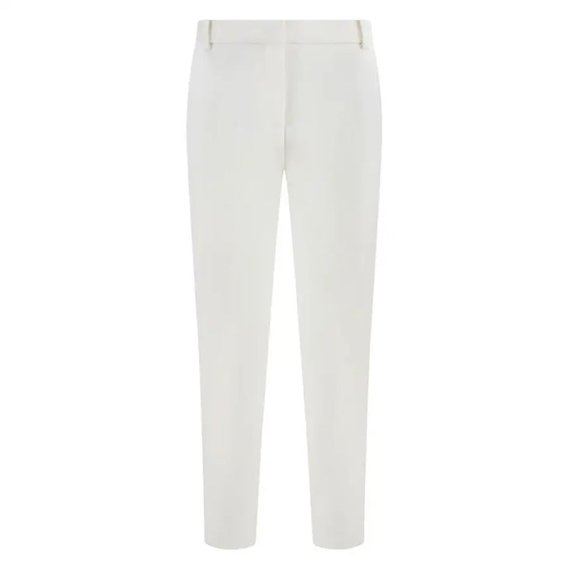 White Pinko viscose blend trousers with straight-leg cut and subtle creasing