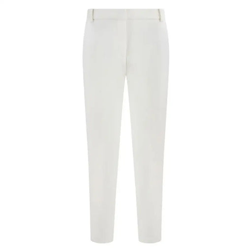 White Pinko viscose blend trousers with straight-leg cut and subtle creasing