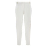 White Pinko viscose blend trousers with straight-leg cut and subtle creasing