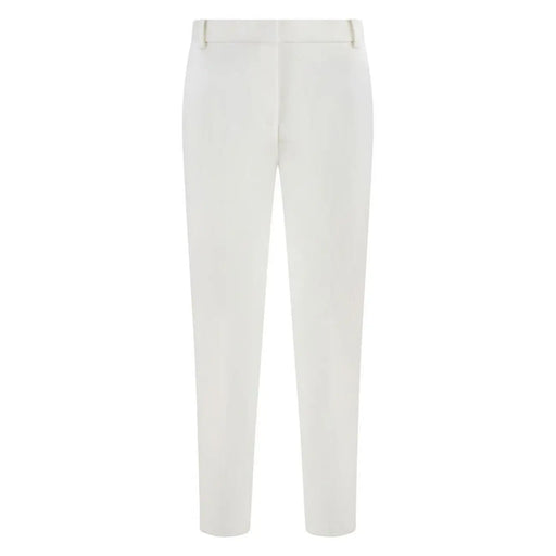 White viscose blend tailored trousers for women by Pinko with a sleek straight-leg cut and subtle front creasing