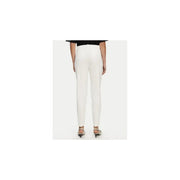 White viscose blend tailored trousers by Pinko featuring a high waist and sleek straight-leg cut for women