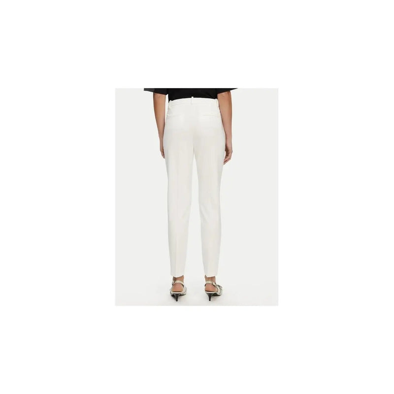 White viscose blend tailored trousers by Pinko featuring a high waist and sleek straight-leg cut for women