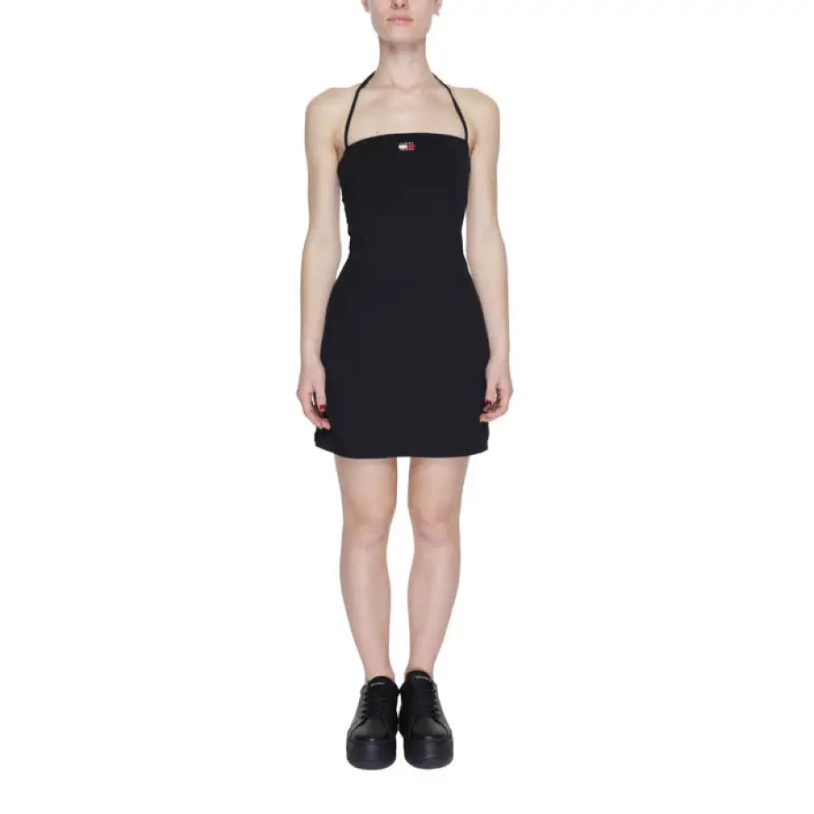 Woman in black spaghetti strap dress - Tommy Hilfiger Jeans Women Dress