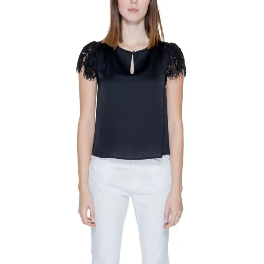 Urban style: Guess Women Blouse - Black top with lace detailing