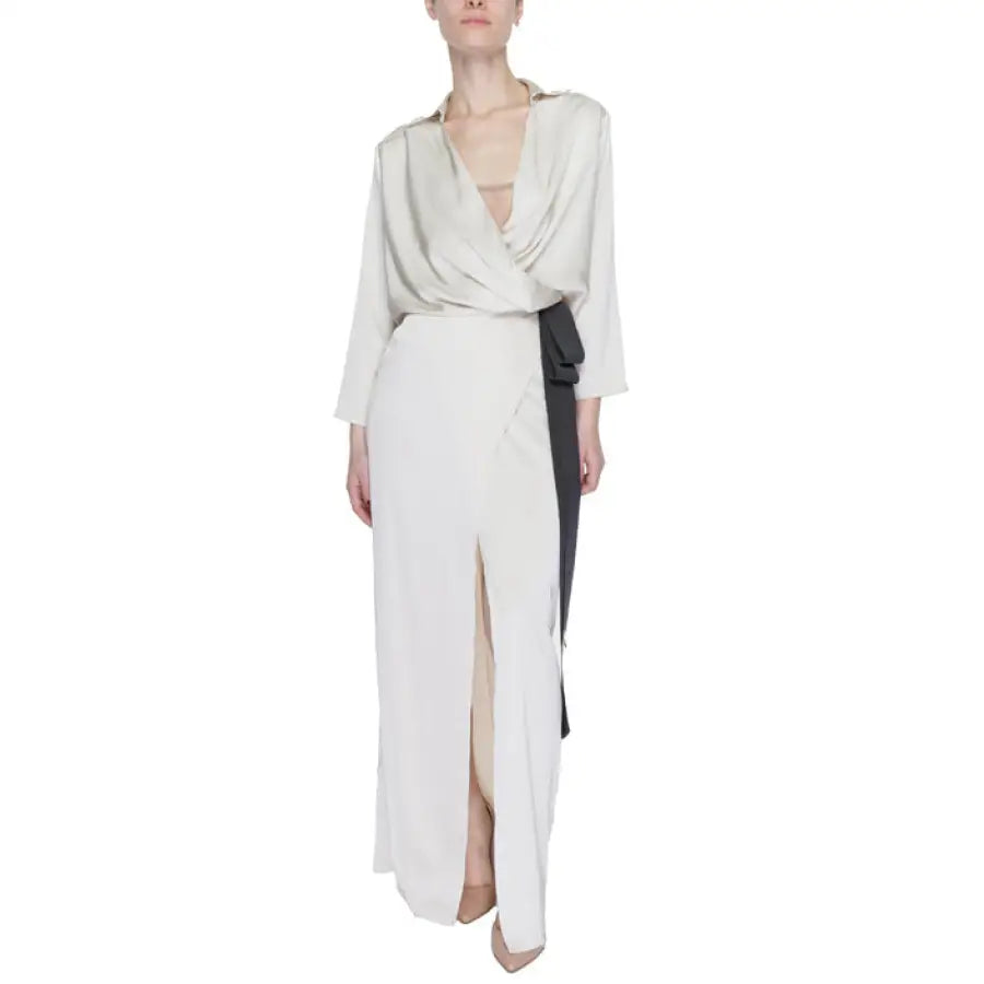 Sandro Ferrone Women Dress: Urban Chic White Dress, Black and White Top