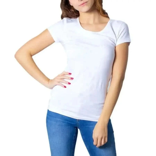 Only - Frauen T-Shirt - weiß / XS - Bekleidung T-Shirts