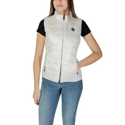 Blauer Women’s White Turtleneck Gilet featuring a quilted design with zip and pockets