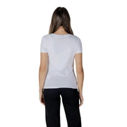 Ea7 Women Spring Summer white round neck short-sleeved T shirt displayed in product image