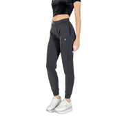Women’s black athletic joggers with small triangle logo on left hip for Guess Active collection