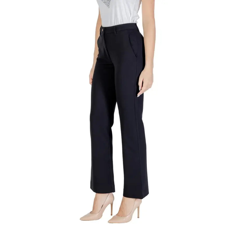 Guess Women Fall Winter Black Zip Button Trousers with straight leg dress pants