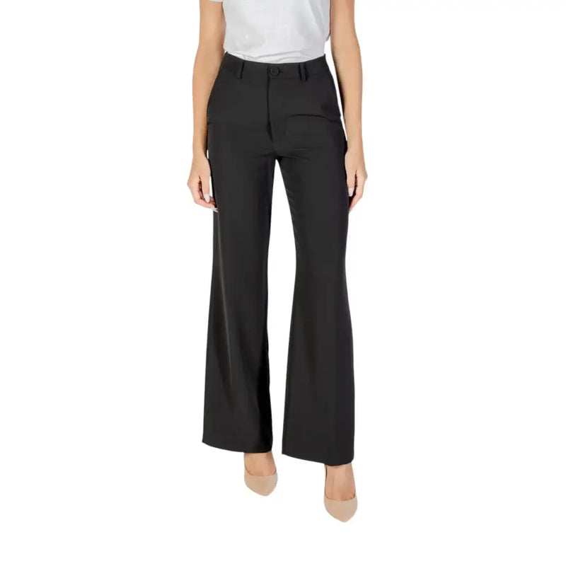 Women’s black high-waisted wide-leg trousers from Rinascimento for fall winter season