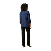 Women’s blue blazer with lapel collar front pockets navy blue tailored fit and rolled-up sleeves
