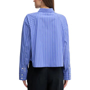 Calvin Klein Jeans Women blue and white striped long sleeve button-down shirt