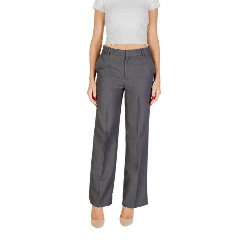 Women’s dark grey high-waisted wide-leg trousers from Grey Women’s Fall and Winter Trousers collection