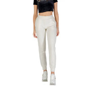 Women’s light beige sweatpants with elastic cuffs and drawstring waist for Guess Active collection