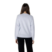 Women’s light blue sweatshirt in soft light gray fabric with long sleeves crew neck and ribbed cuffs