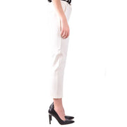 Pinko Women Spring Summer white cropped trousers paired with black high heels