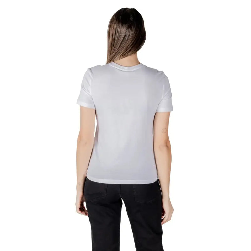 Women’s White Organic Cotton Print T-Shirt with Crew Neck