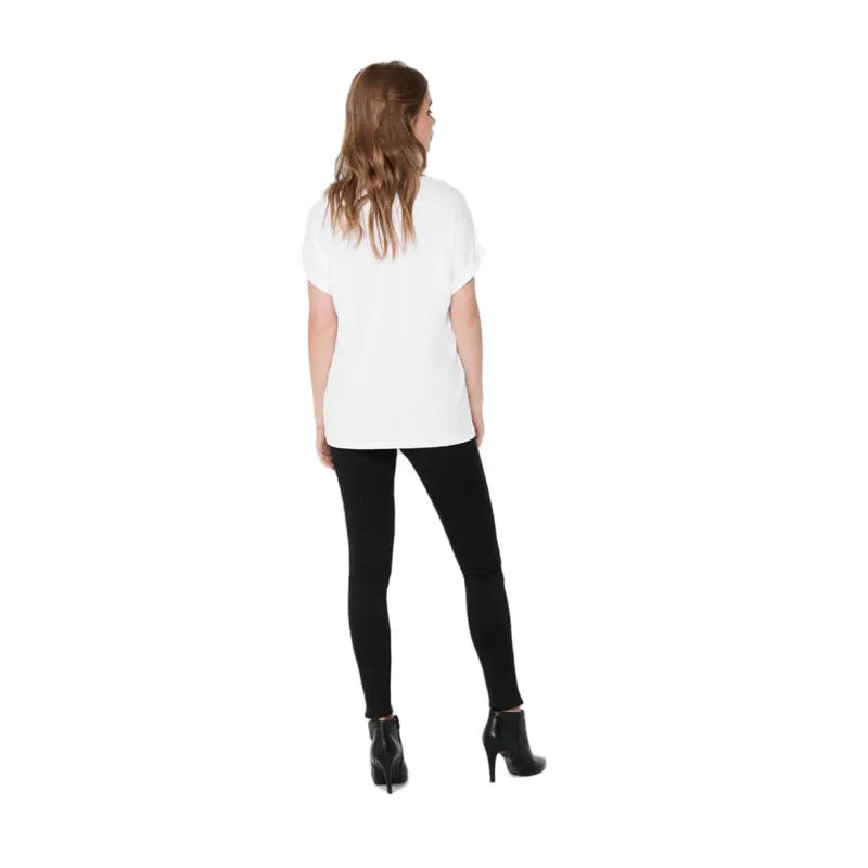 Women’s white short sleeve viscose blend t-shirt with relaxed fit and soft fabric suitable for casual wear