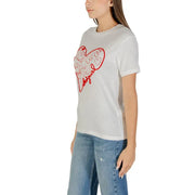 Women’s white short-sleeved T-shirt with red heart design from Desigual