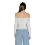 Womens white off the shoulder long sleeved top made from soft fabric perfect for casual and formal occasions
